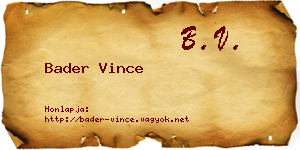 Bader Vince névjegykártya